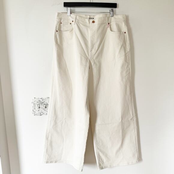 NWT Boden High Rise Wide Leg Jeans 33 X 30 Ecru Cream Off White - Picture 5 of 10